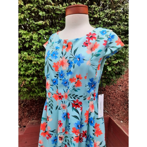 Calvin Klein Dresses & Skirts - Calvin Klein Floral Print Scuba Stretch Knit Dress Spring Summer Plus 14 NEW